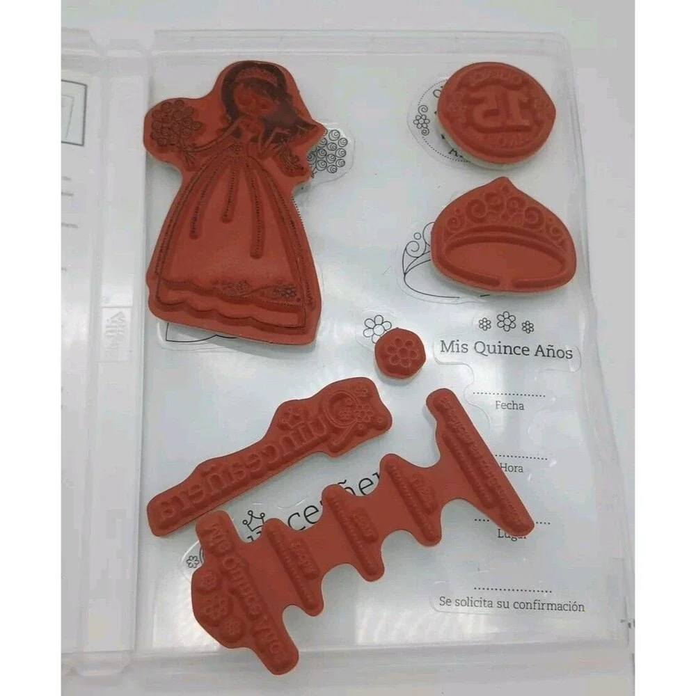 Stampin Up Quinceanera Stamp Set Bride Wedding Princess Crown 15 Years Spanish